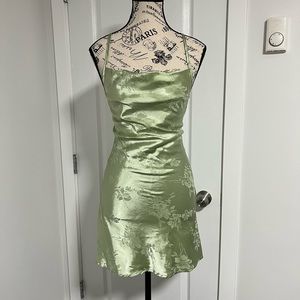 Pastel green floral pattern cami dress - xxs